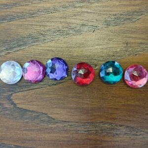 Vintage Multicolor Gemstone Button Covers Set of 6 (187)